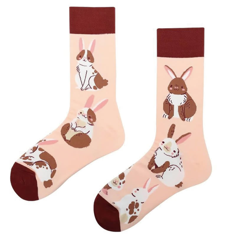 Viertelsocken mit Krokodil-Kaninchen-Motiv in Übergröße (6 Paar)