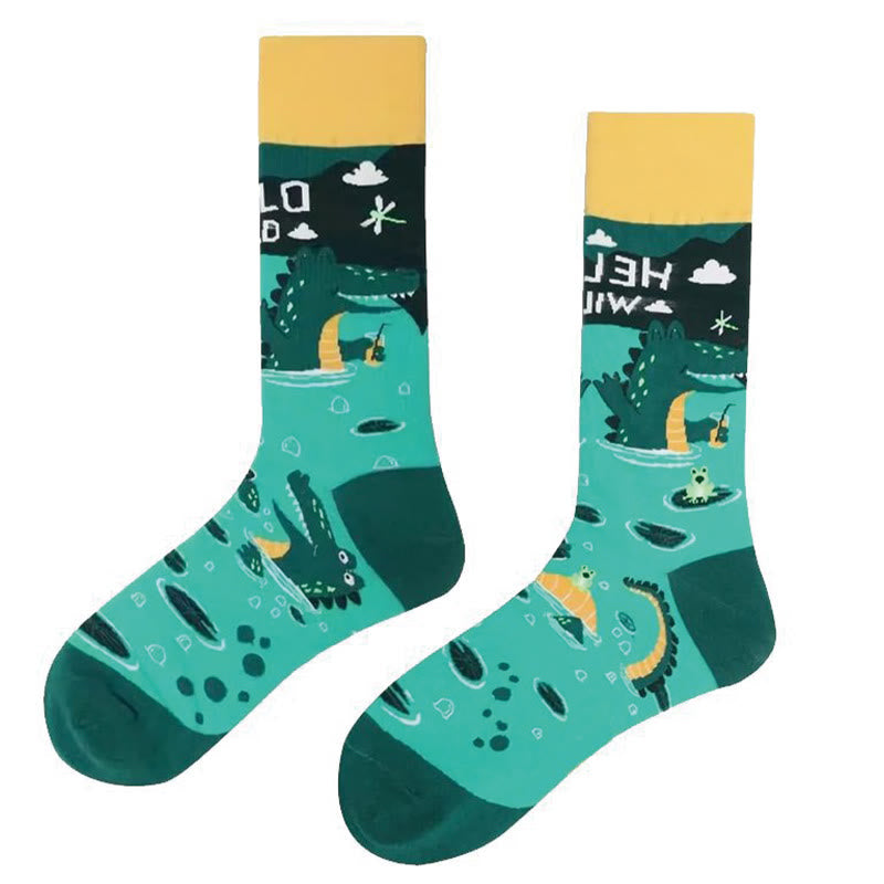 Viertelsocken mit Krokodil-Kaninchen-Motiv in Übergröße (6 Paar)