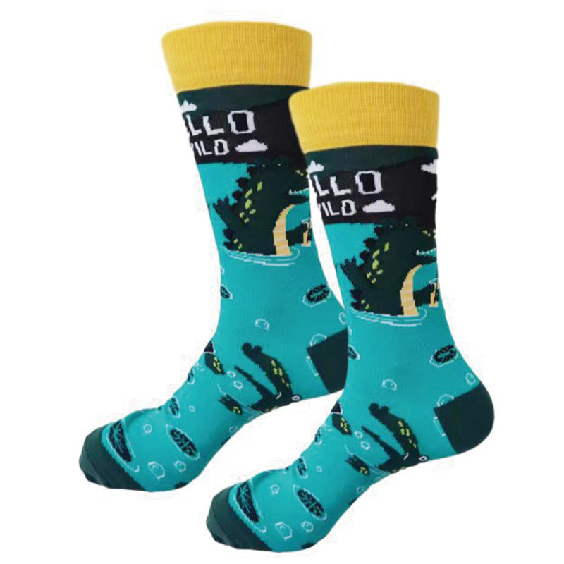 Viertelsocken mit Krokodil-Kaninchen-Motiv in Übergröße (6 Paar)
