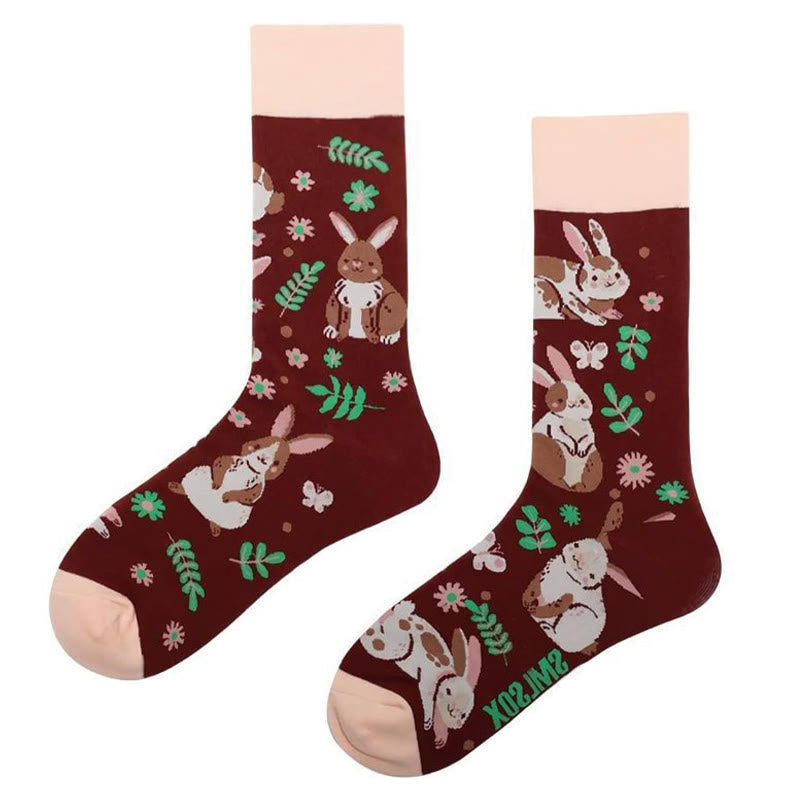 Viertelsocken mit Krokodil-Kaninchen-Motiv in Übergröße (6 Paar)