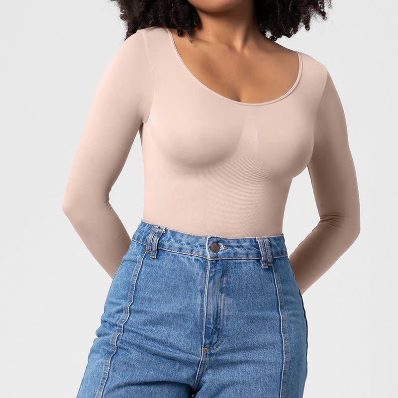 Nahtloser, langärmliger Shapewear-Body, einteilig