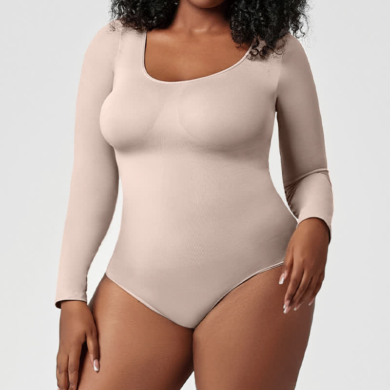 Nahtloser, langärmliger Shapewear-Body, einteilig