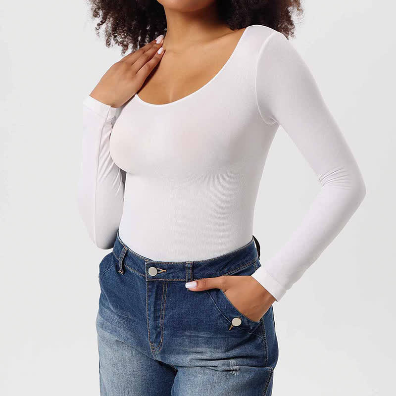 Nahtloser, langärmliger Shapewear-Body, einteilig
