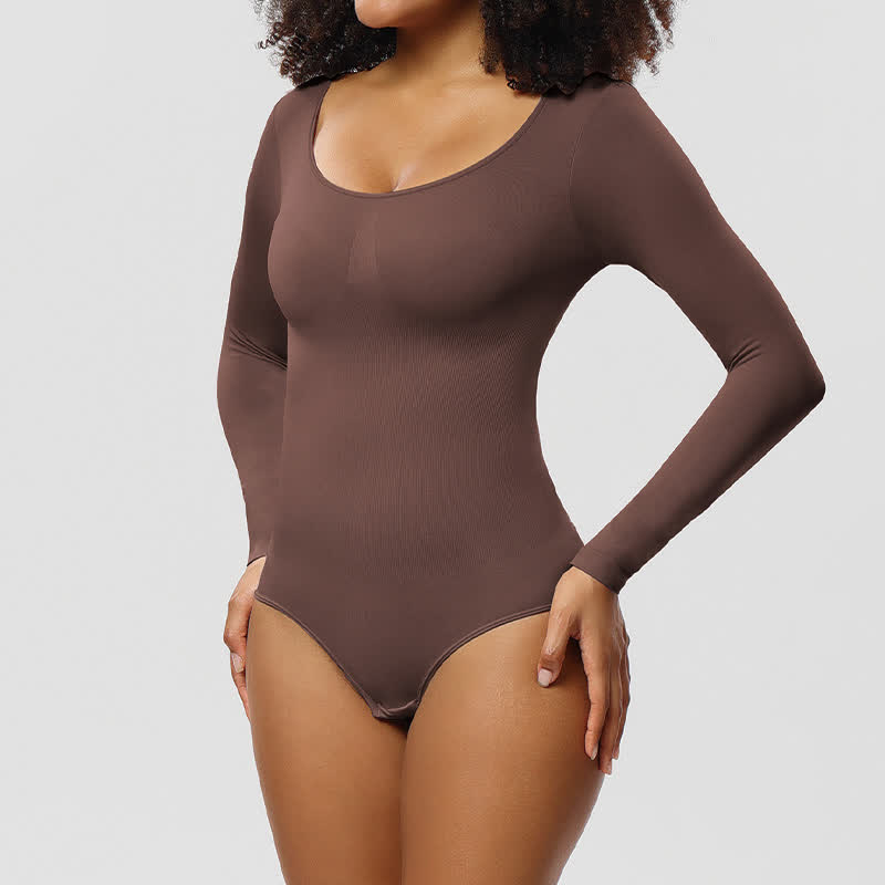 Nahtloser, langärmliger Shapewear-Body, einteilig