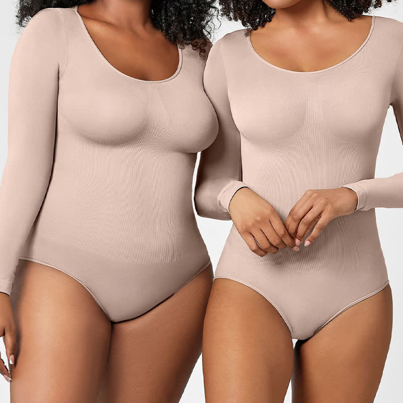 Nahtloser, langärmliger Shapewear-Body, einteilig