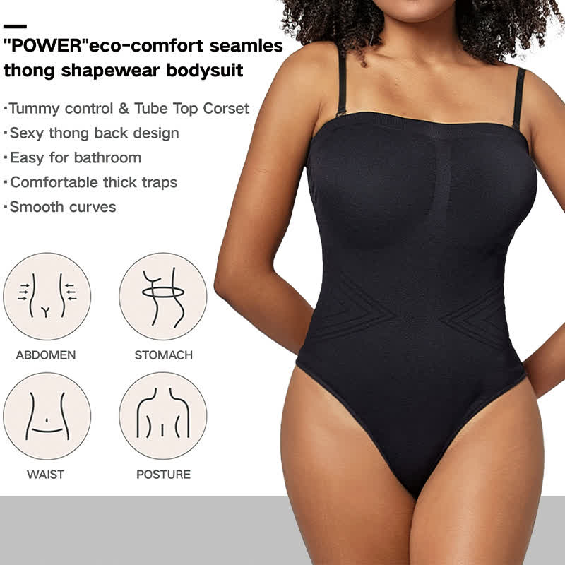 Sexy, einfarbiger, trägerloser Shapewear-Body