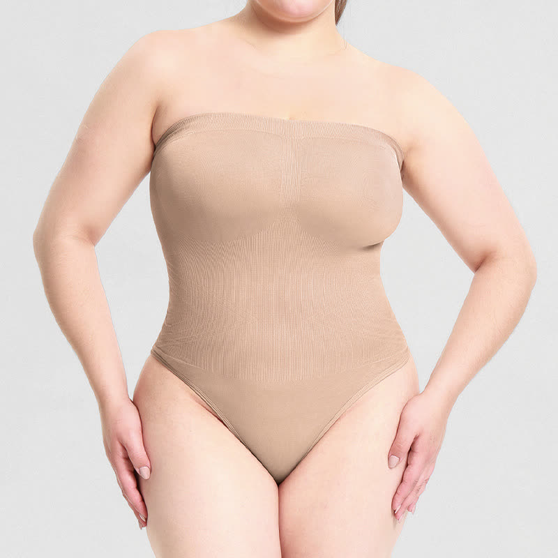 Sexy, einfarbiger, trägerloser Shapewear-Body