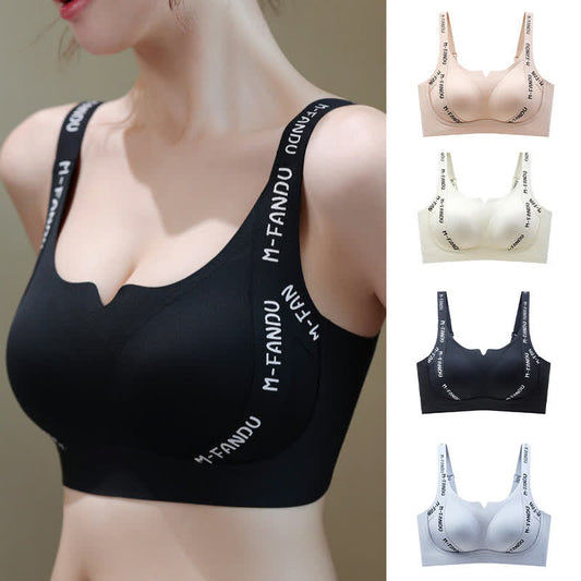 Leichter Push-Up-BH ohne Bügel mit Buchstaben-Print in Übergröße