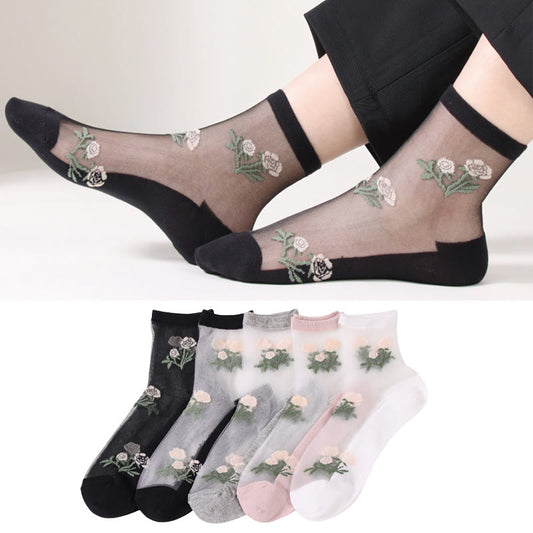 Elegante Blumen-Viertel-Socken (5 Paar) - image 1