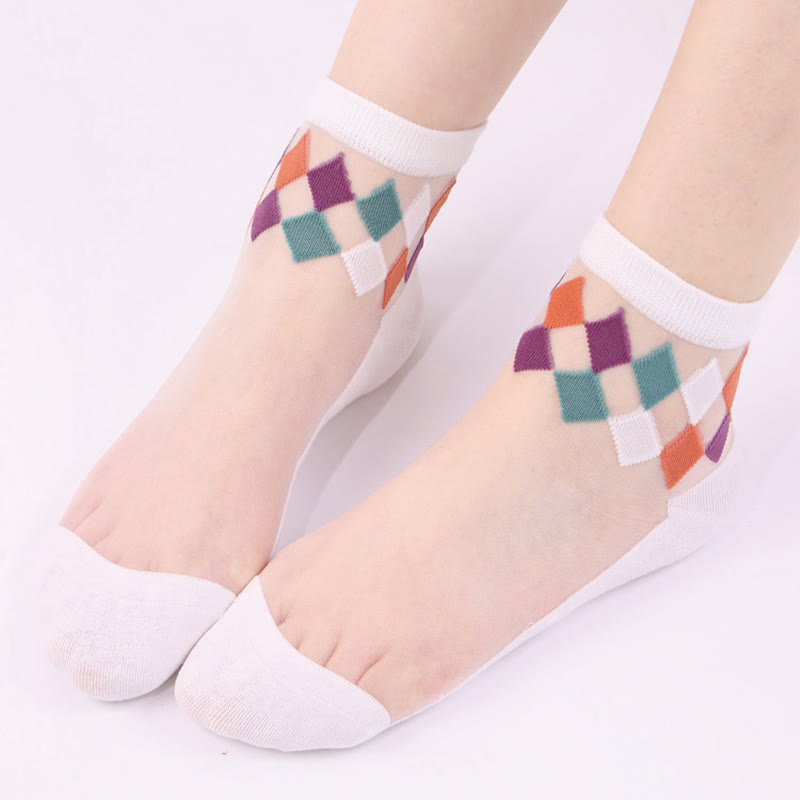 Stilvolle Söckchen mit Rautenmuster (5 Paar) - Weiß - EU36-40 (US3-7) - image 4