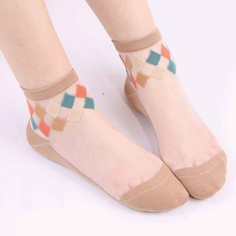 Stilvolle Söckchen mit Rautenmuster (5 Paar) - Khaki - EU36-40 (US3-7) - image 9