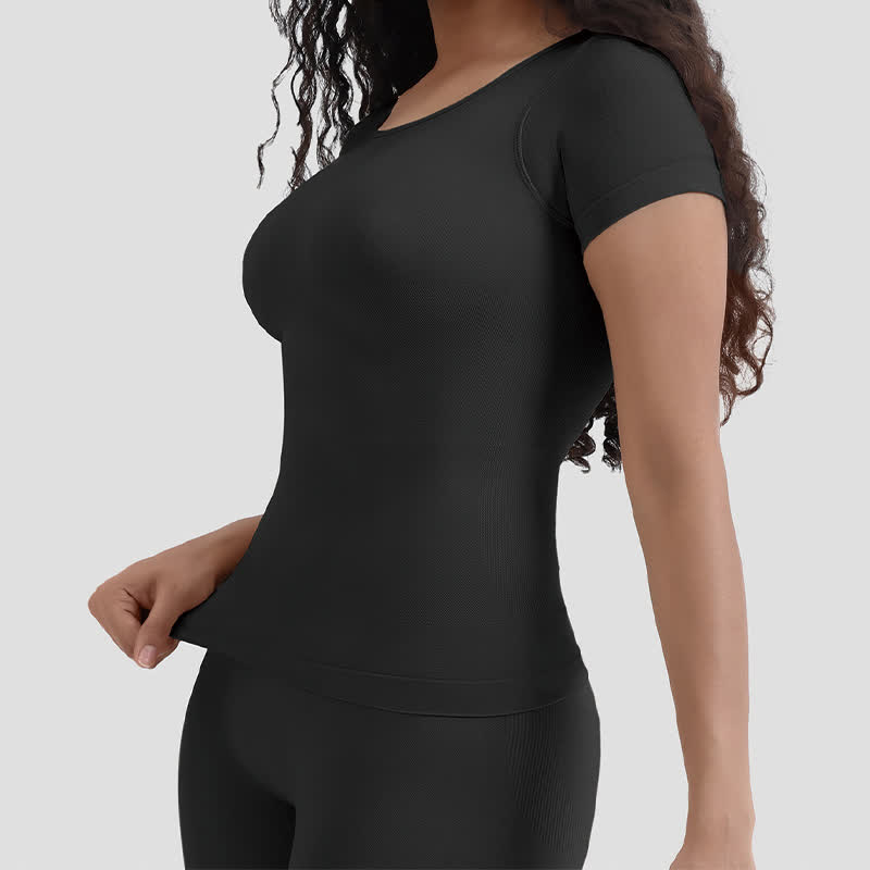 Nahtloses, kurzärmliges Shaping-Top zur Bauchstraffung