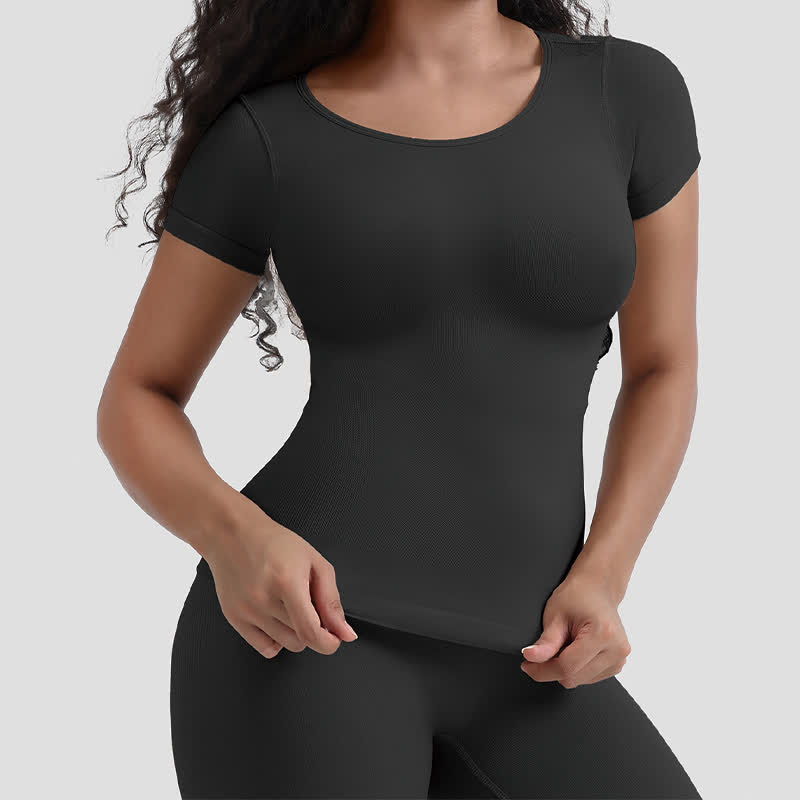 Nahtloses, kurzärmliges Shaping-Top zur Bauchstraffung