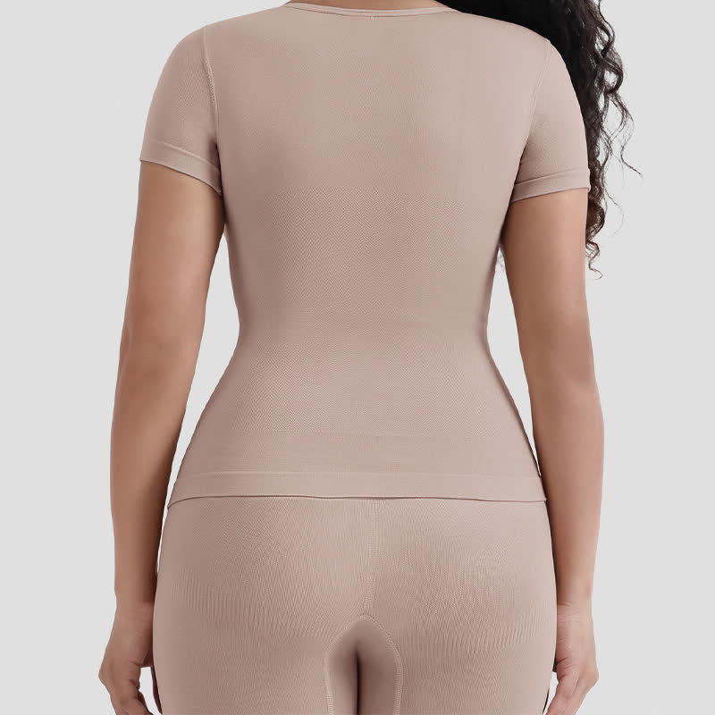 Nahtloses, kurzärmliges Shaping-Top zur Bauchstraffung