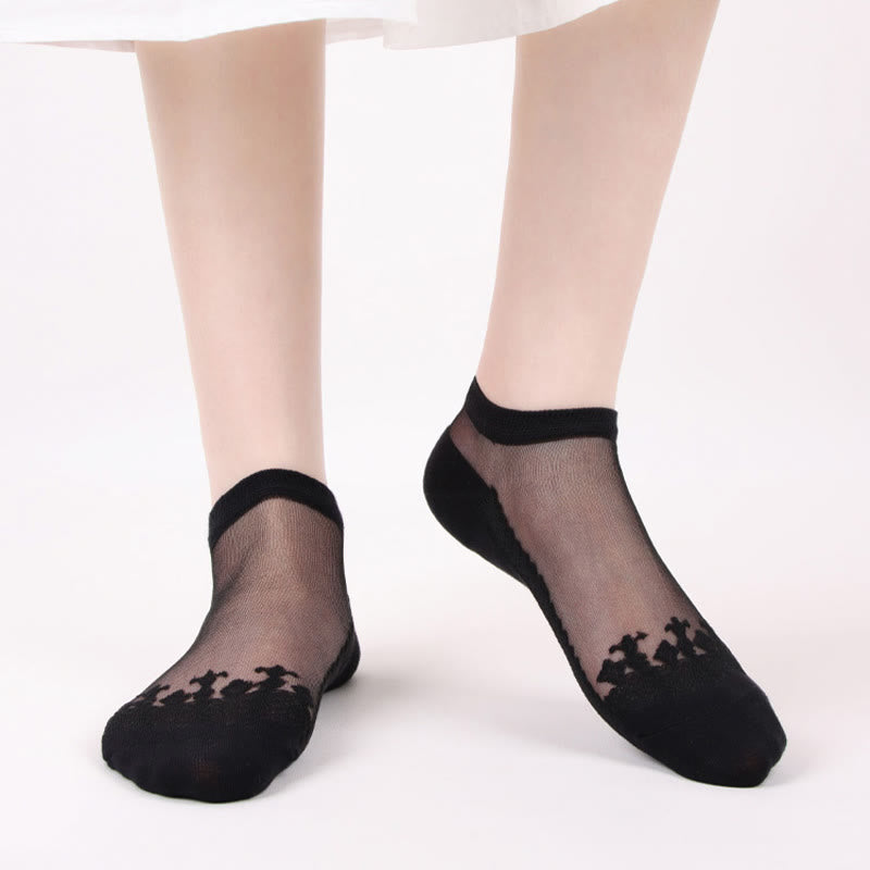 Transparente Jacquard-Söckchen (6 Paar)