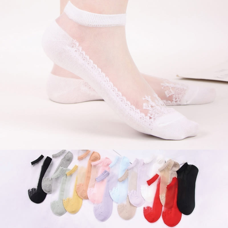 Transparente Jacquard-Söckchen (6 Paar)