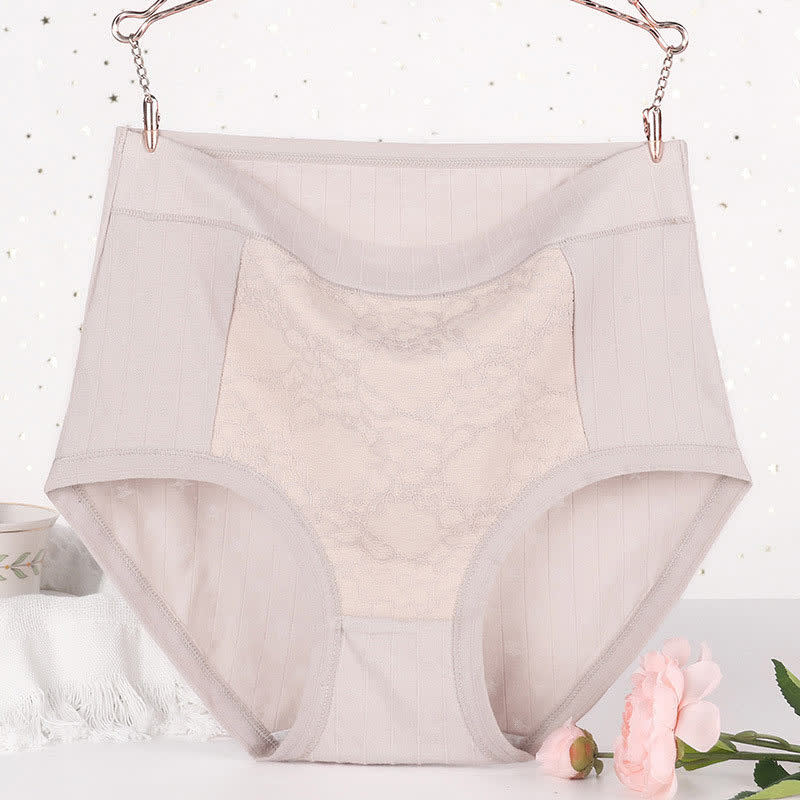 Slips mit hoher Taille und Blumenmuster aus Baumwollspitze in Übergröße (3er-Pack)