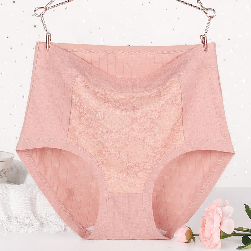 Slips mit hoher Taille und Blumenmuster aus Baumwollspitze in Übergröße (3er-Pack)