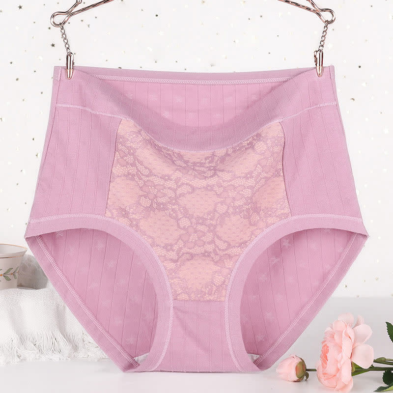Slips mit hoher Taille und Blumenmuster aus Baumwollspitze in Übergröße (3er-Pack)