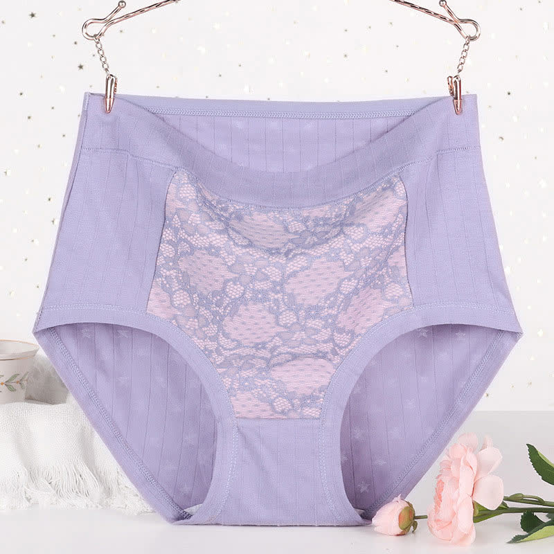 Slips mit hoher Taille und Blumenmuster aus Baumwollspitze in Übergröße (3er-Pack)