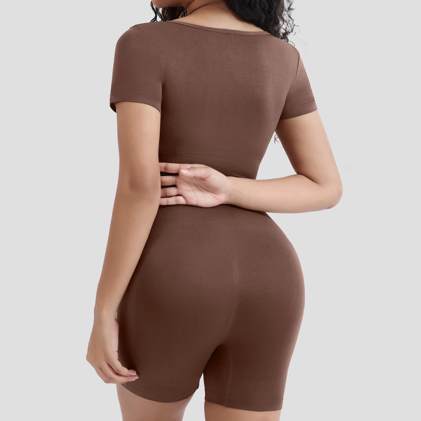 Einfarbiger, kurzärmliger Shapewear-Body