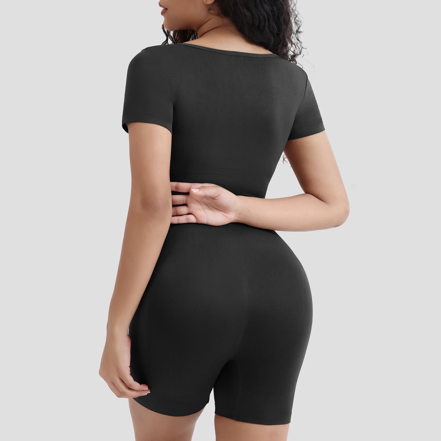 Einfarbiger, kurzärmliger Shapewear-Body