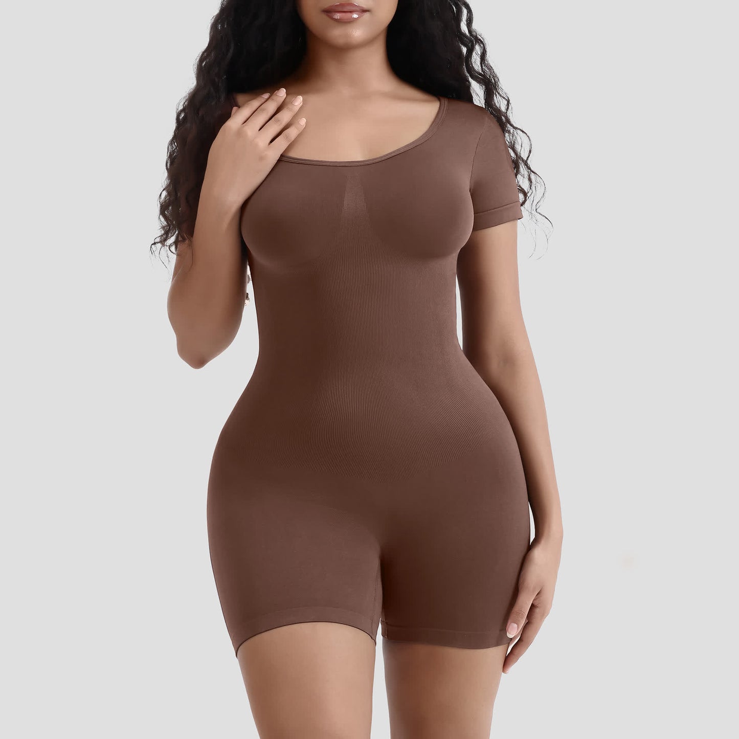 Einfarbiger, kurzärmliger Shapewear-Body