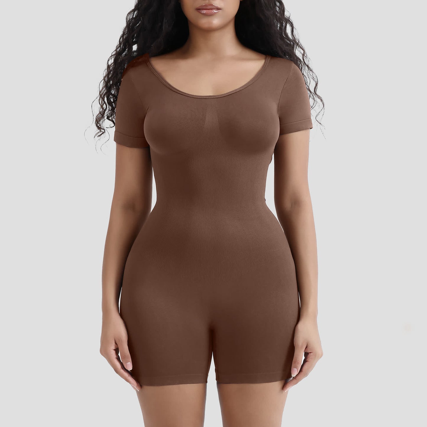 Einfarbiger, kurzärmliger Shapewear-Body