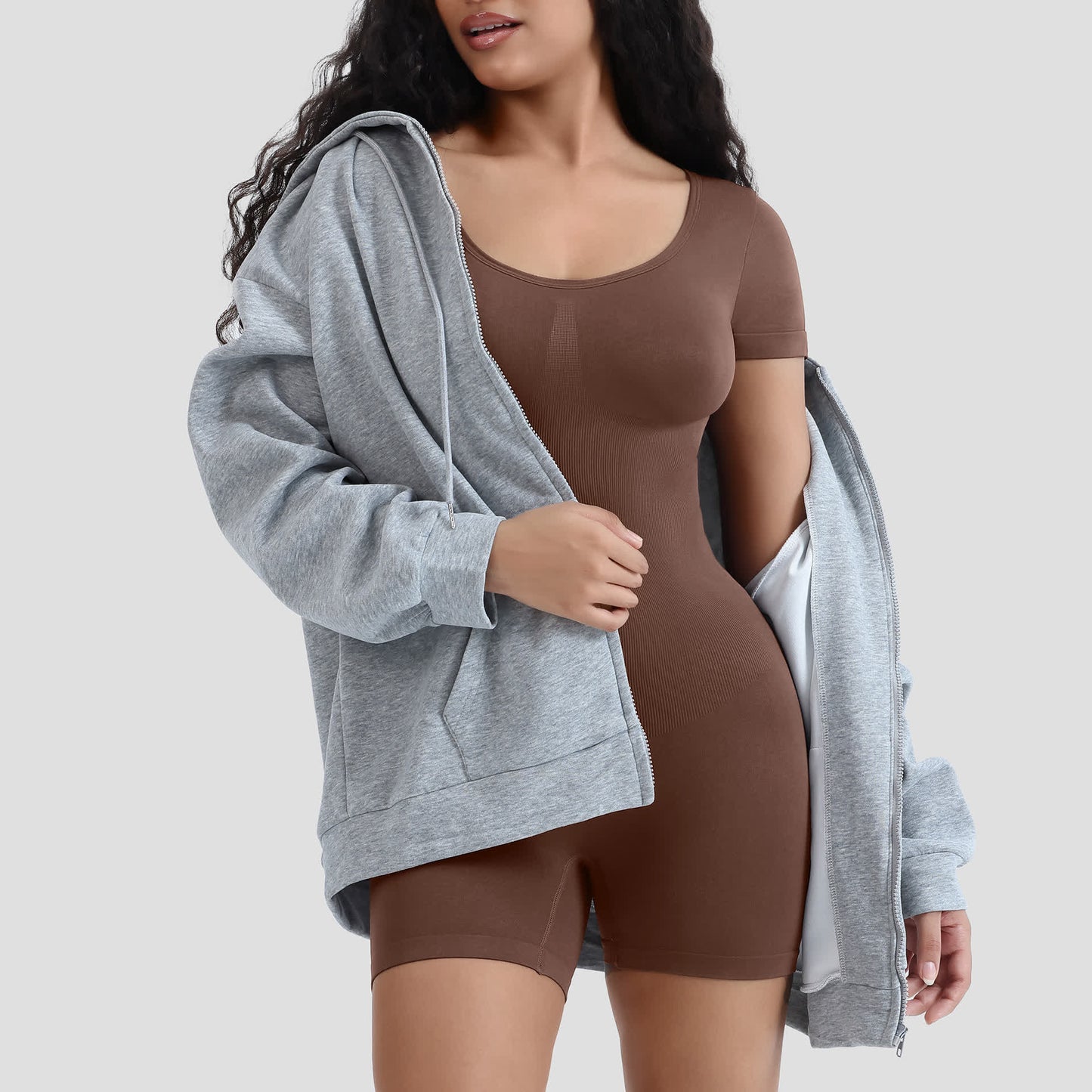 Einfarbiger, kurzärmliger Shapewear-Body