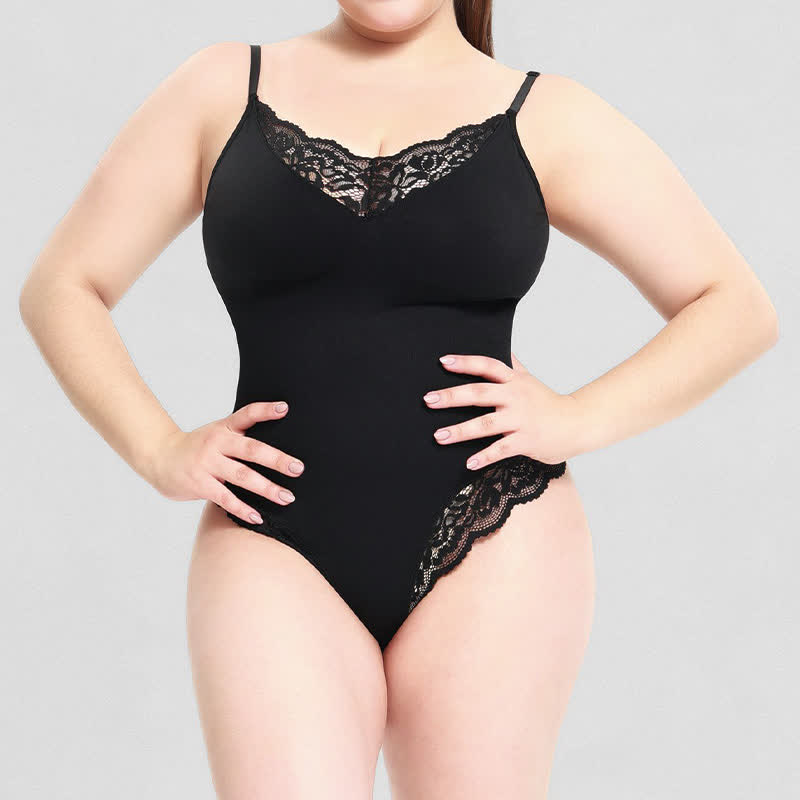 Einfarbiger Shapewear-Body aus Spitze