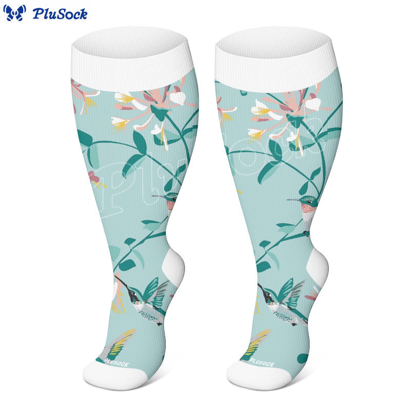 Große Größen – Breezy Flower Bird Kompressionsstrümpfe - image 2