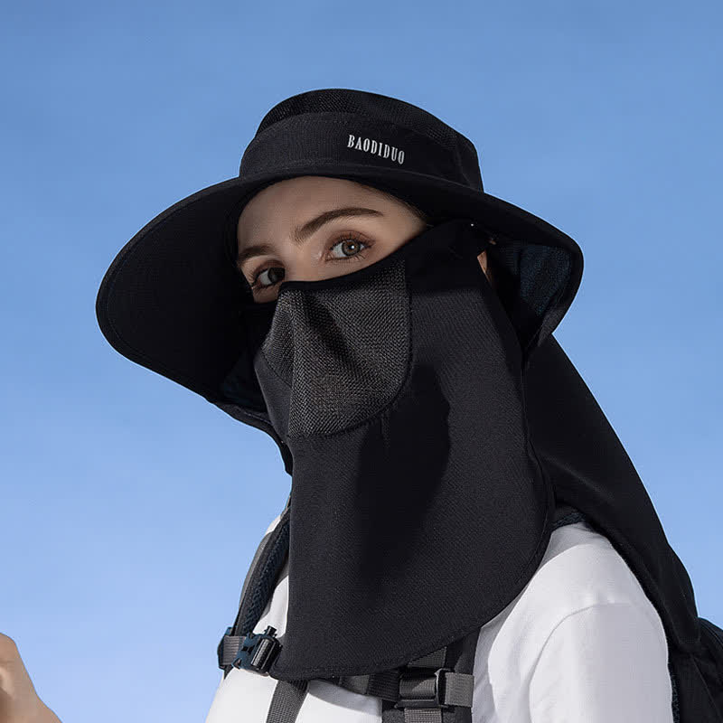 Sonnenschutz-Bucket-Hut mit integriertem Gesichtsschal - Schwarz - Einheitsgröße - image 19