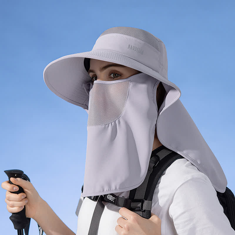 Sonnenschutz-Bucket-Hut mit integriertem Gesichtsschal - Grau - Einheitsgröße - image 16