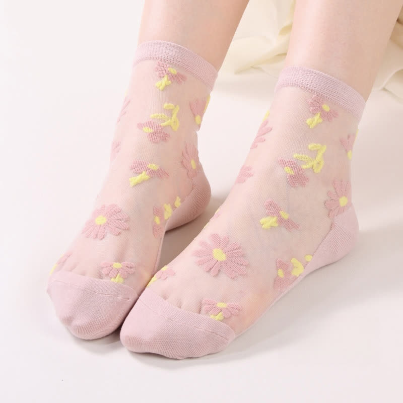 Ultradünne, transparente Söckchen mit Gänseblümchen-Motiv (6 Paar) - Hellrosa - EU36-40 (US3-7) - image 9
