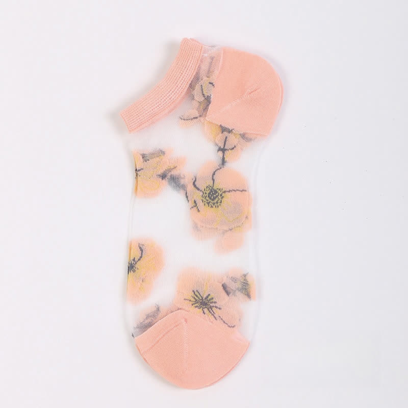 Leichte, atmungsaktive, transparente Söckchen mit Blumenmuster (5 Paar) - Hellrosa - EU36-40 (US3-7) - image 6