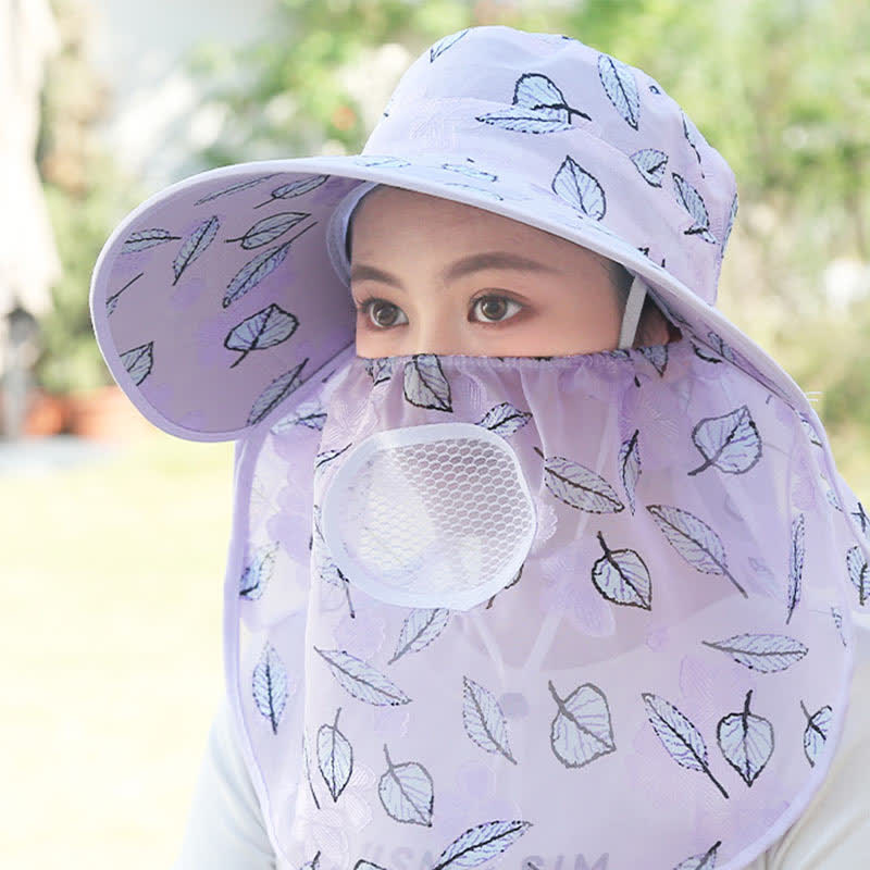 Sonnenhut mit Blattmuster und großer Krempe - Lila - Einheitsgröße - image 12