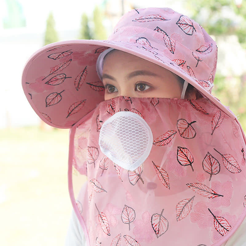 Sonnenhut mit Blattmuster und großer Krempe - Dunkelrosa - Einheitsgröße - image 4