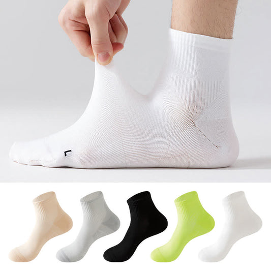 Einfarbige, atmungsaktive Sport-Kompressionssocken mit Knöchelriemen (5 Paar)