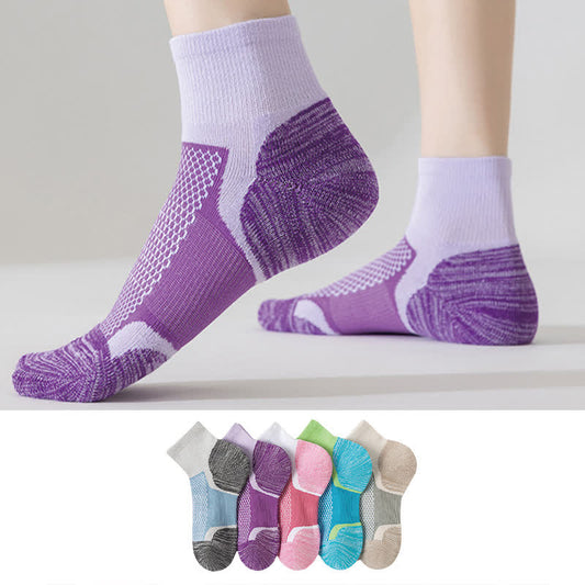 Atmungsaktive Sport-Knöchelkompressionssocken mit Farbblockierung (5 Paar)