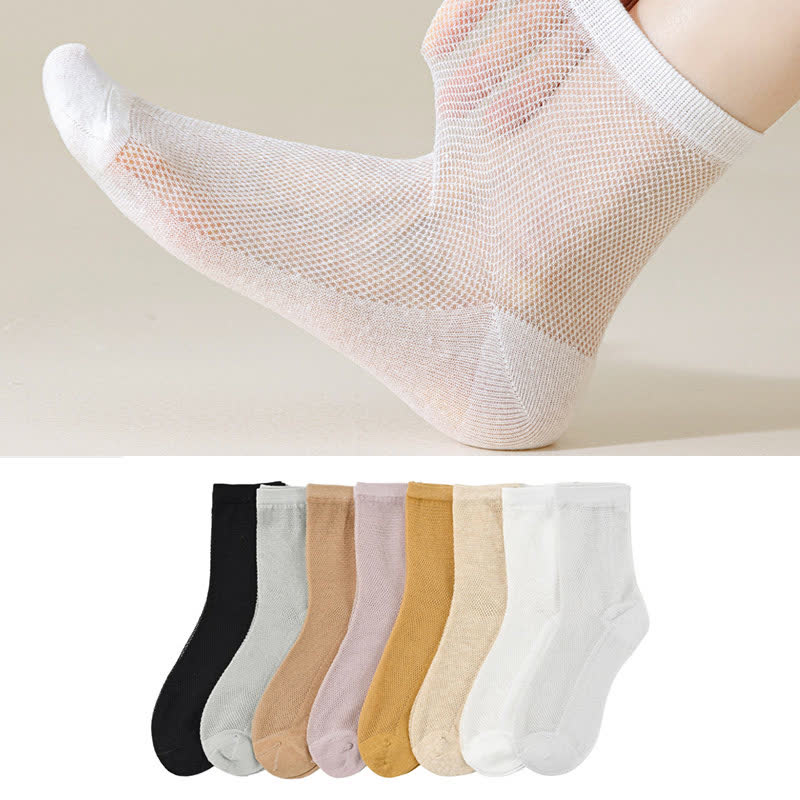 Ultradünne, atmungsaktive, einfarbige Netzsocken (8 Paar)