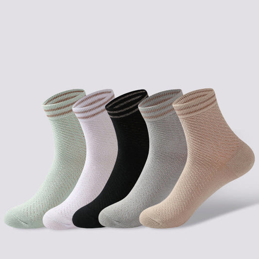 Atmungsaktive Baumwollsocken mit Streifenmuster (5 Paar)