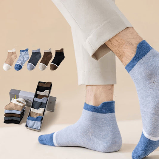Antibakterielle und Deodorant-Socken mit Farbblockierung (5 Paar)
