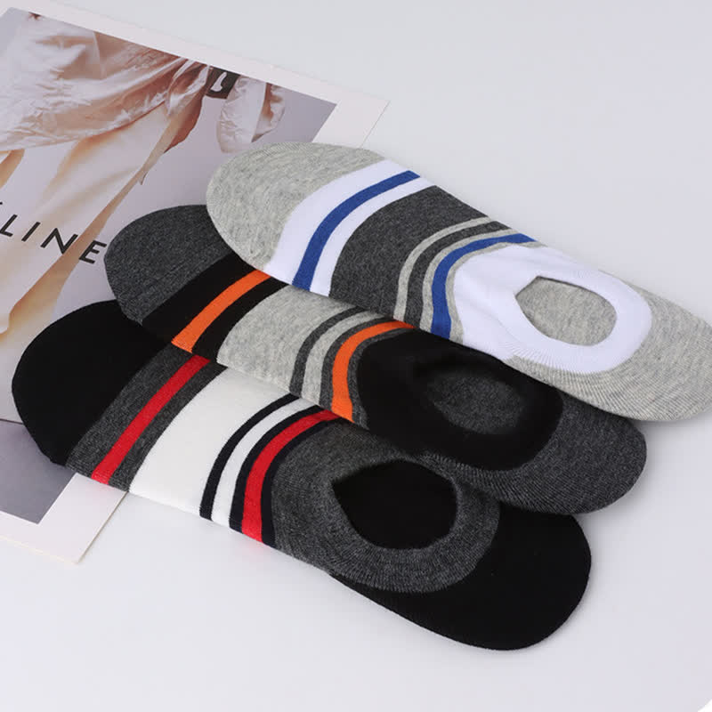 Rutschfeste, unsichtbare Socken aus gestreifter Baumwolle (6 Paar)