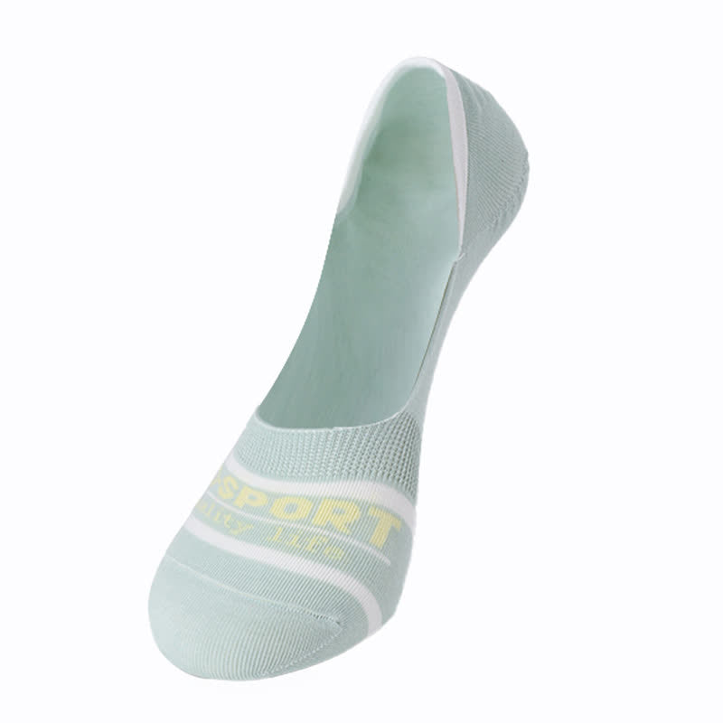 Schweißabsorbierende, rutschfeste, unsichtbare Socken aus Baumwolle mit Streifen (6 Paar)