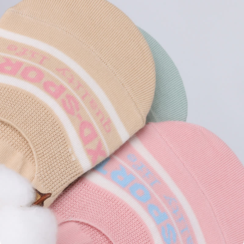 Schweißabsorbierende, rutschfeste, unsichtbare Socken aus Baumwolle mit Streifen (6 Paar)