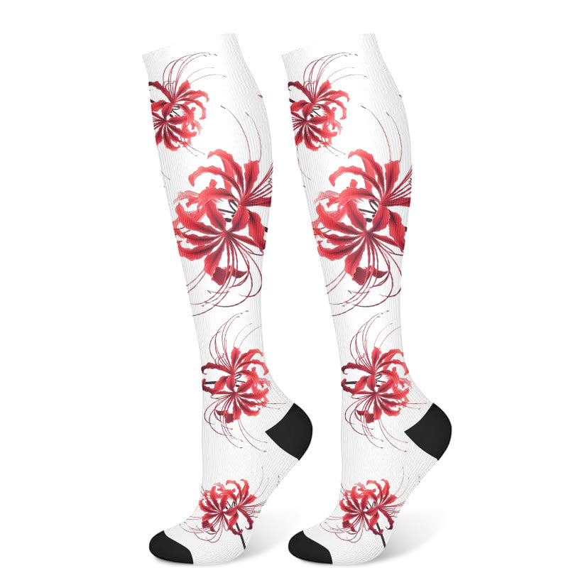 Kompressionsstrümpfe mit roten Blumen (3 Paar) - Weiß (1 Paar) - S/M - image 7