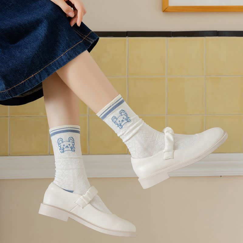 Baumwoll-Viertel-Socken mit Cartoon-Kaninchen-Aufdruck (4 Paar) - image 13