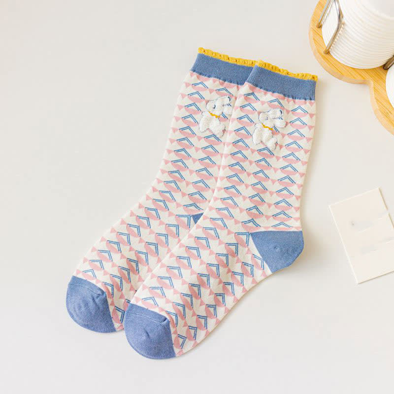 Baumwoll-Viertel-Socken mit Cartoon-Kaninchen-Aufdruck (4 Paar) - D - EU35-40 (US2-7) - image 15