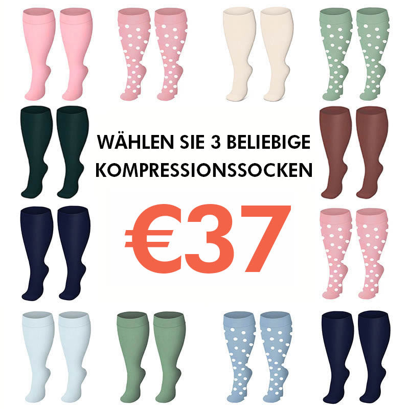 2XL-4XL Plus Size Einfarbige Kompressionsstrümpfe