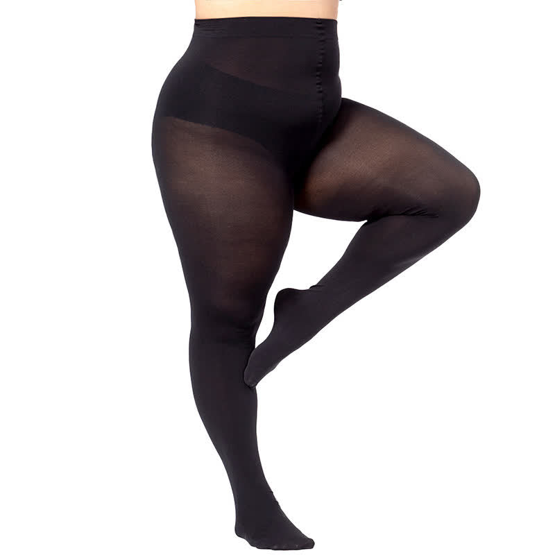 Schwarze Strumpfhosen mit hoher Taille in Übergröße (2 Paar)